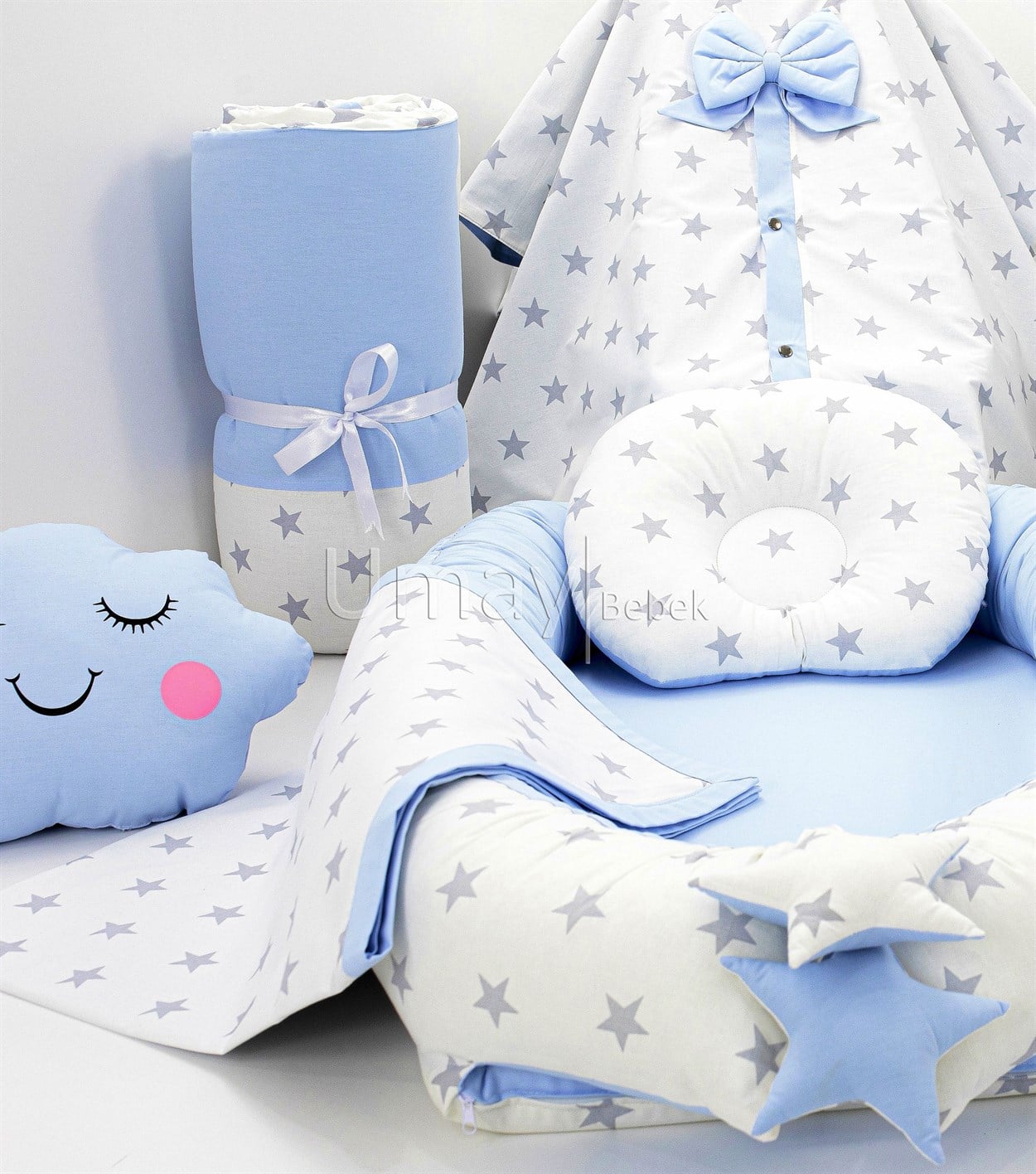 Umay BebekMavi/Beyaz Yıldızlı Komple Set