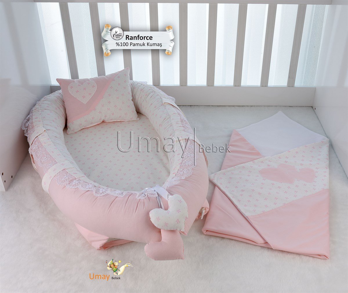 Umay BebekPembe Babynest Bebek Yatağı ve Polar Battaniyesi