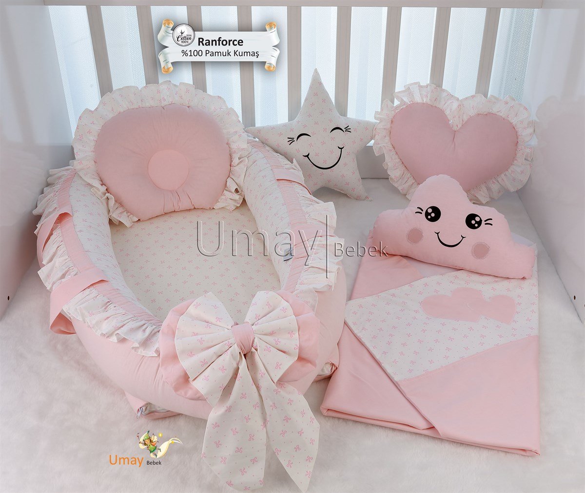 Umay BebekPembe (Prenses ) Babynest Bebek Yatak Takımı Polar Battaniyeli