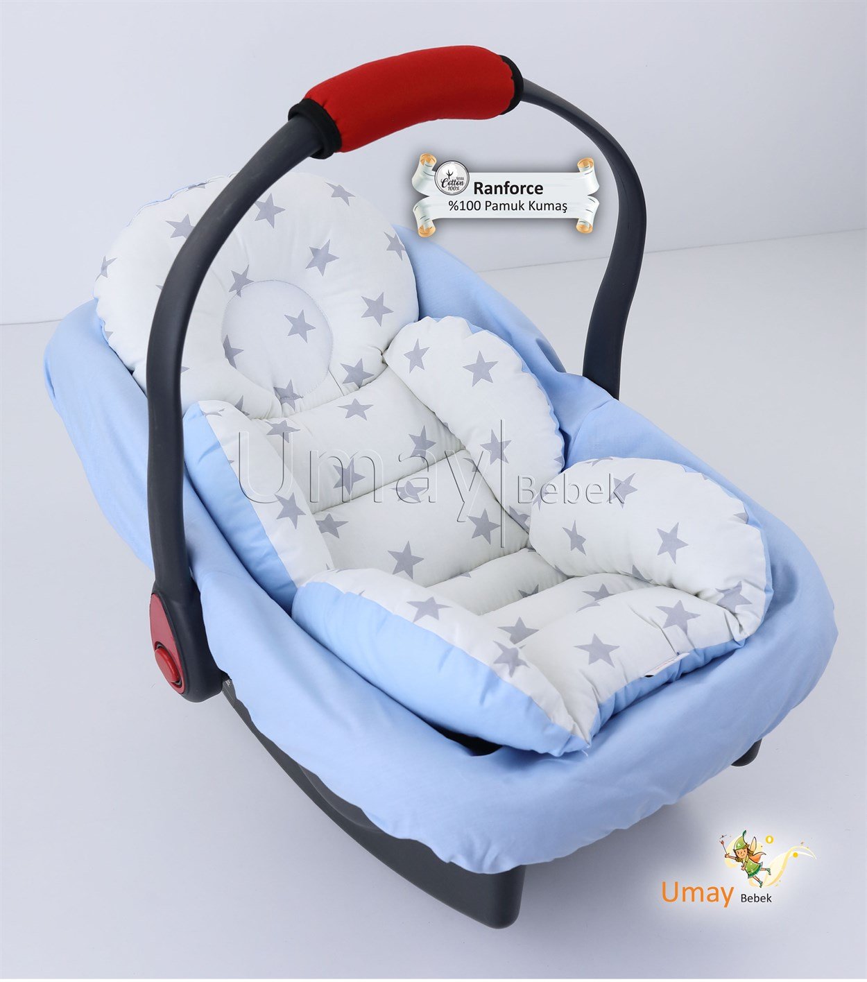 Umay BebekPuset Örtüsü Takımı Minderli-Beyaz Mavi (Panço)