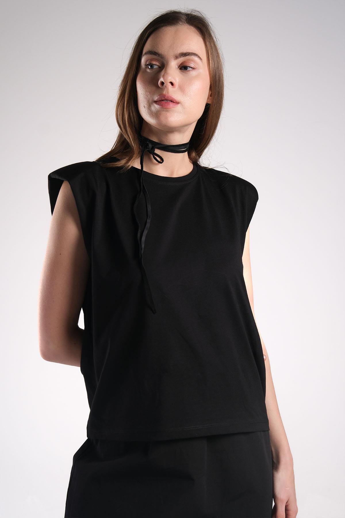  MIOROPA Siyah Renk Vatkalı Kadın Tişört