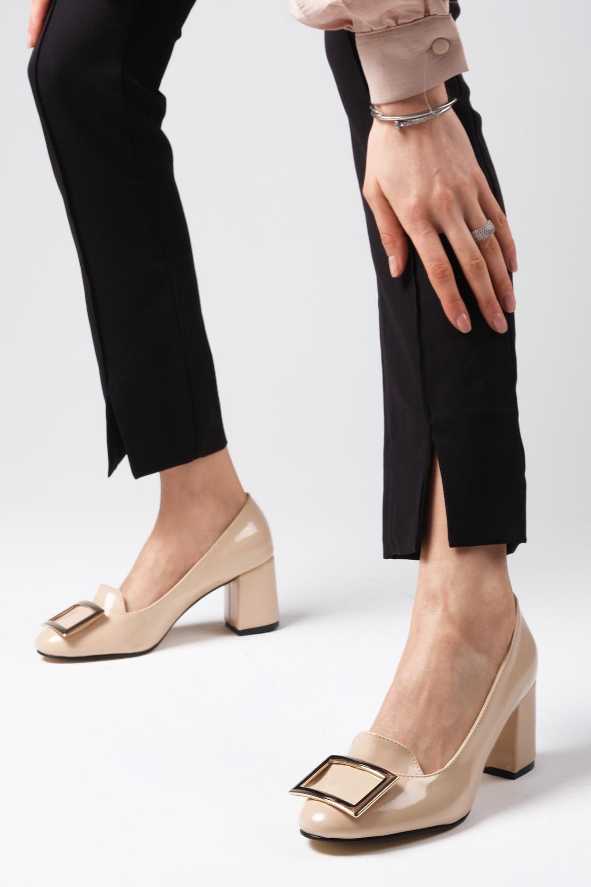 Adela Ten Rengi Topuklu Ayakkabı-Yüksek Topuklu-Mio Gusto-02257NUR