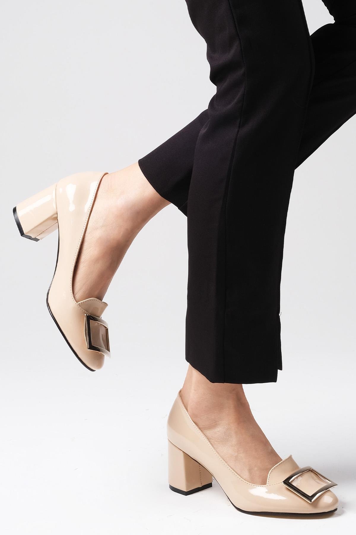 Adela Ten Rengi Topuklu Ayakkabı-Yüksek Topuklu-Mio Gusto-02257NUR