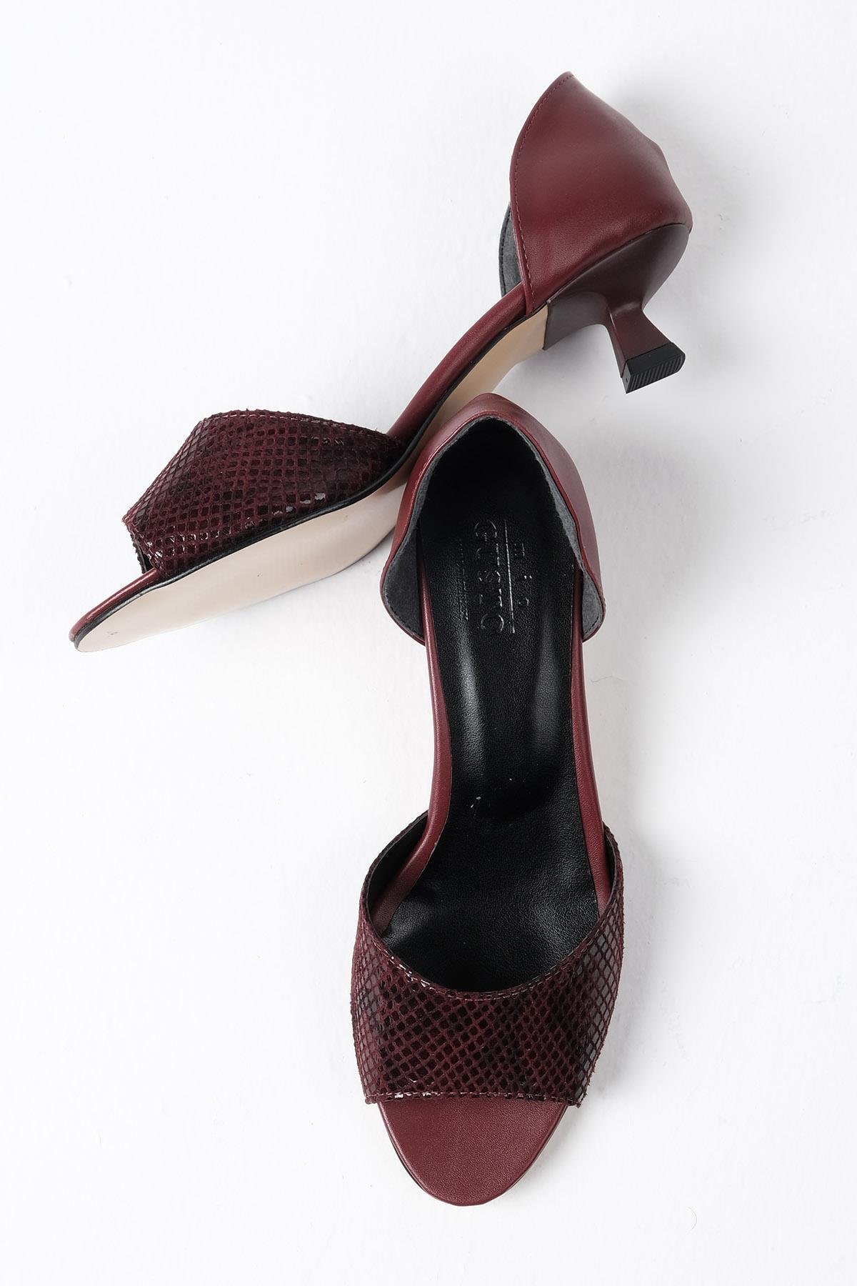 Adrian Bordo Renk Kısa Topuklu Ayakkabı-Low Heels-Mio Gusto-02253WRQ