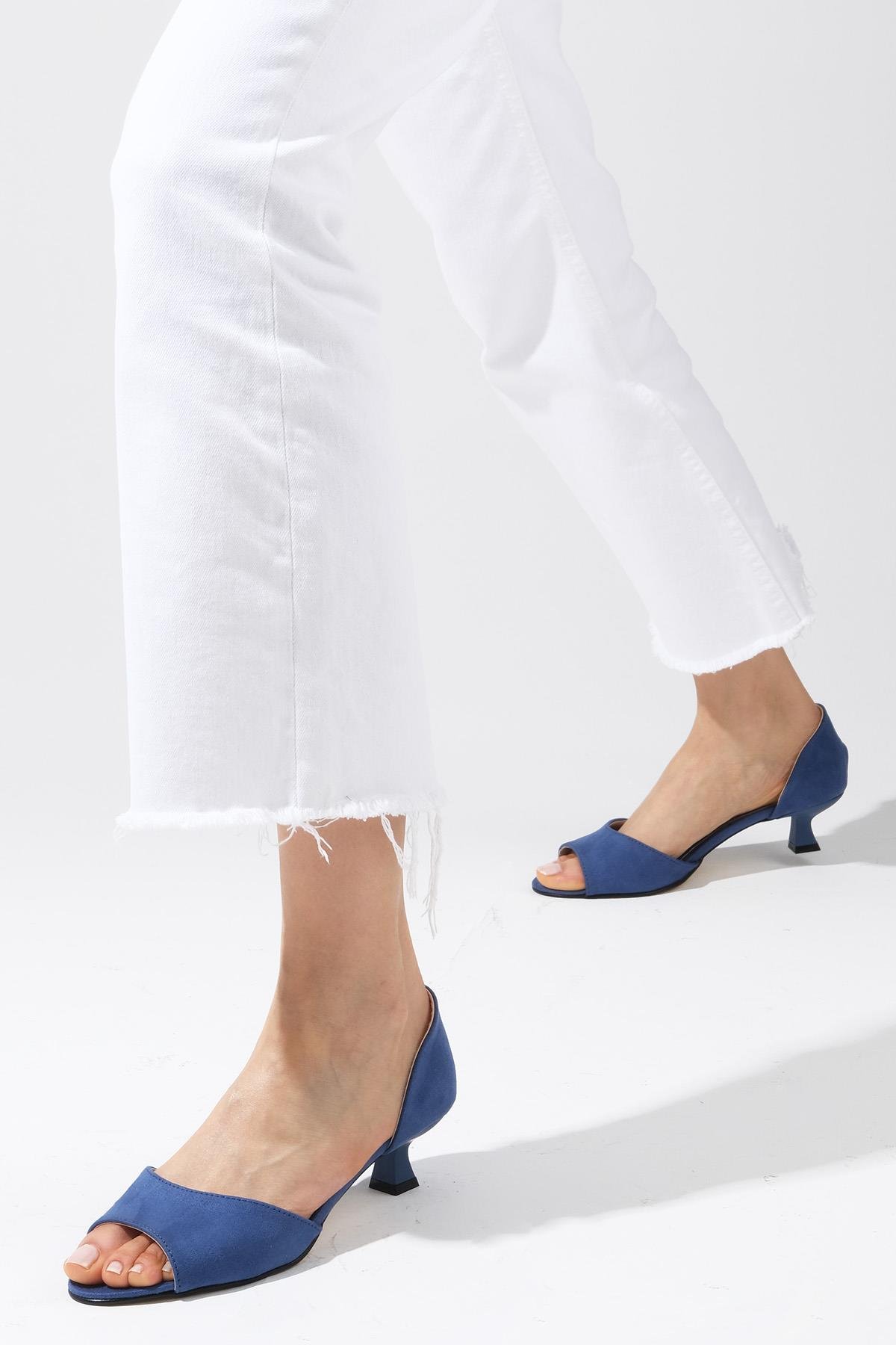 Adrian Mavi Renk Kısa Topuklu Ayakkabı-Kısa Topuklu-Mio Gusto-02253BUS