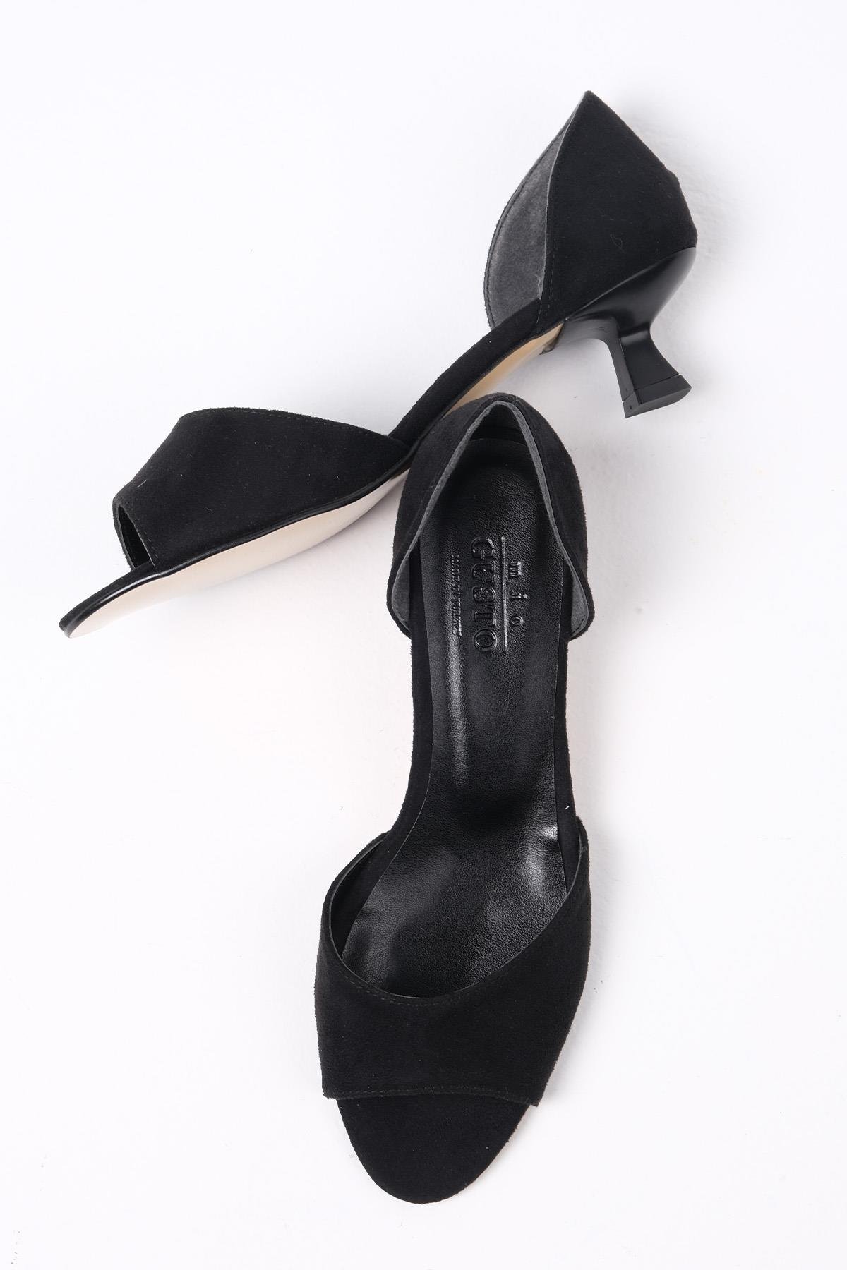 Adrian Siyah Renk Kısa Topuklu Ayakkabı-Yüksek Topuklu-Mio Gusto-02253BLS
