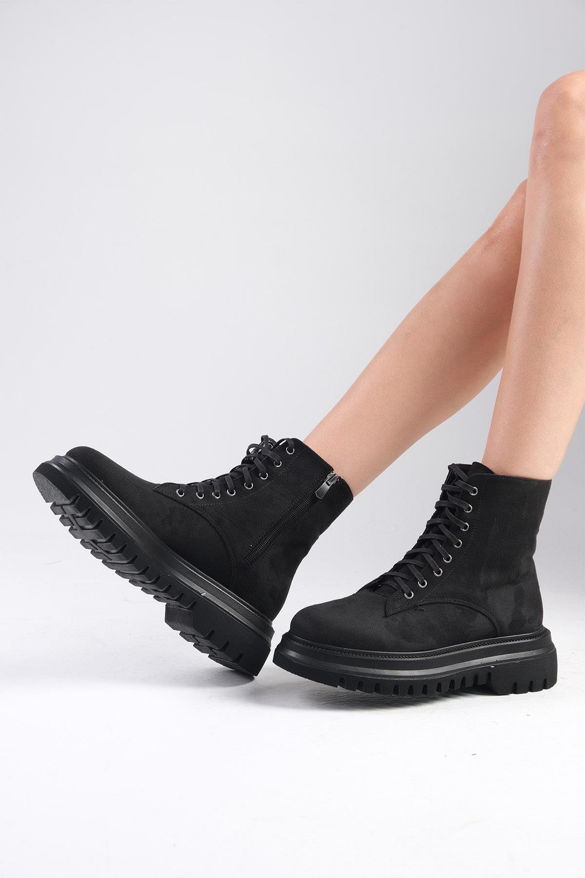 Alex Siyah Renk Postal Bot-Kalın Topuk-Mio Gusto-01434BLS