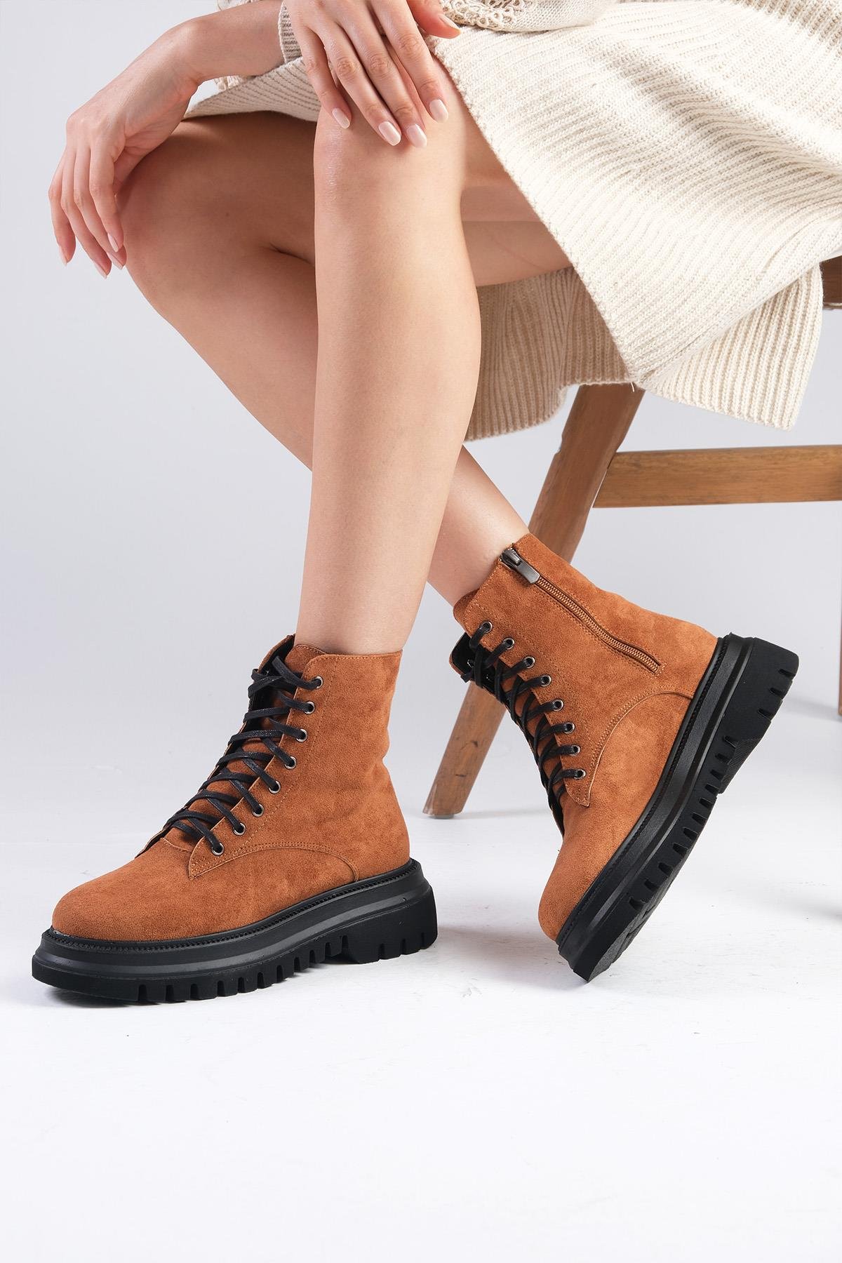 Alex Taba Renk Postal Bot-Kalın Topuk-Mio Gusto-01434TAS
