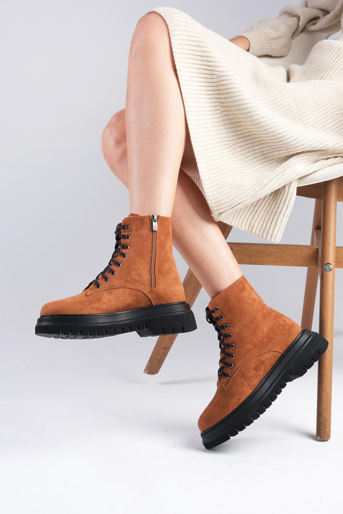 Alex Taba Renk Postal Bot-Kalın Topuk-Mio Gusto-01434TAS