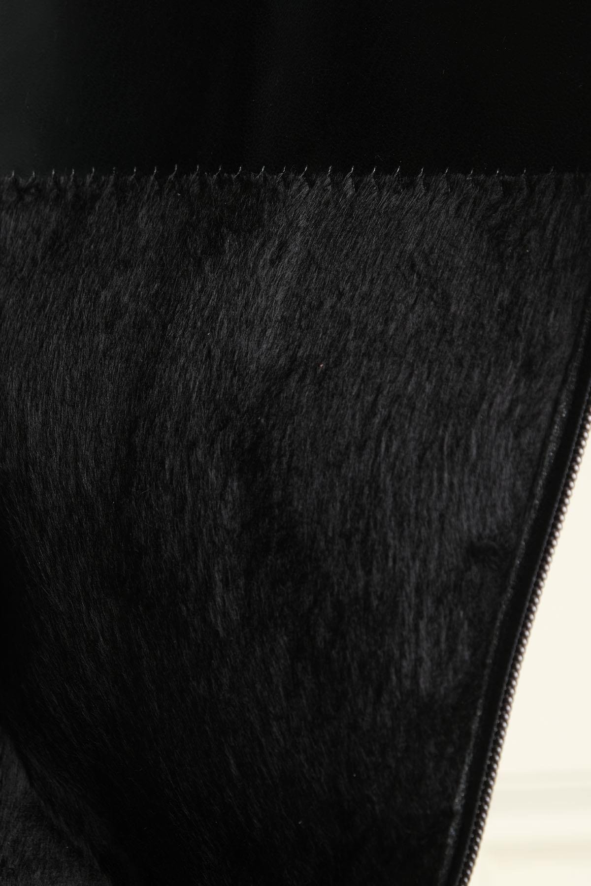 Alice Siyah Renk Krokodil Desenli Oval Burun Fermuarlı Çizme-ÇİZME-Mio Gusto-02270BLV