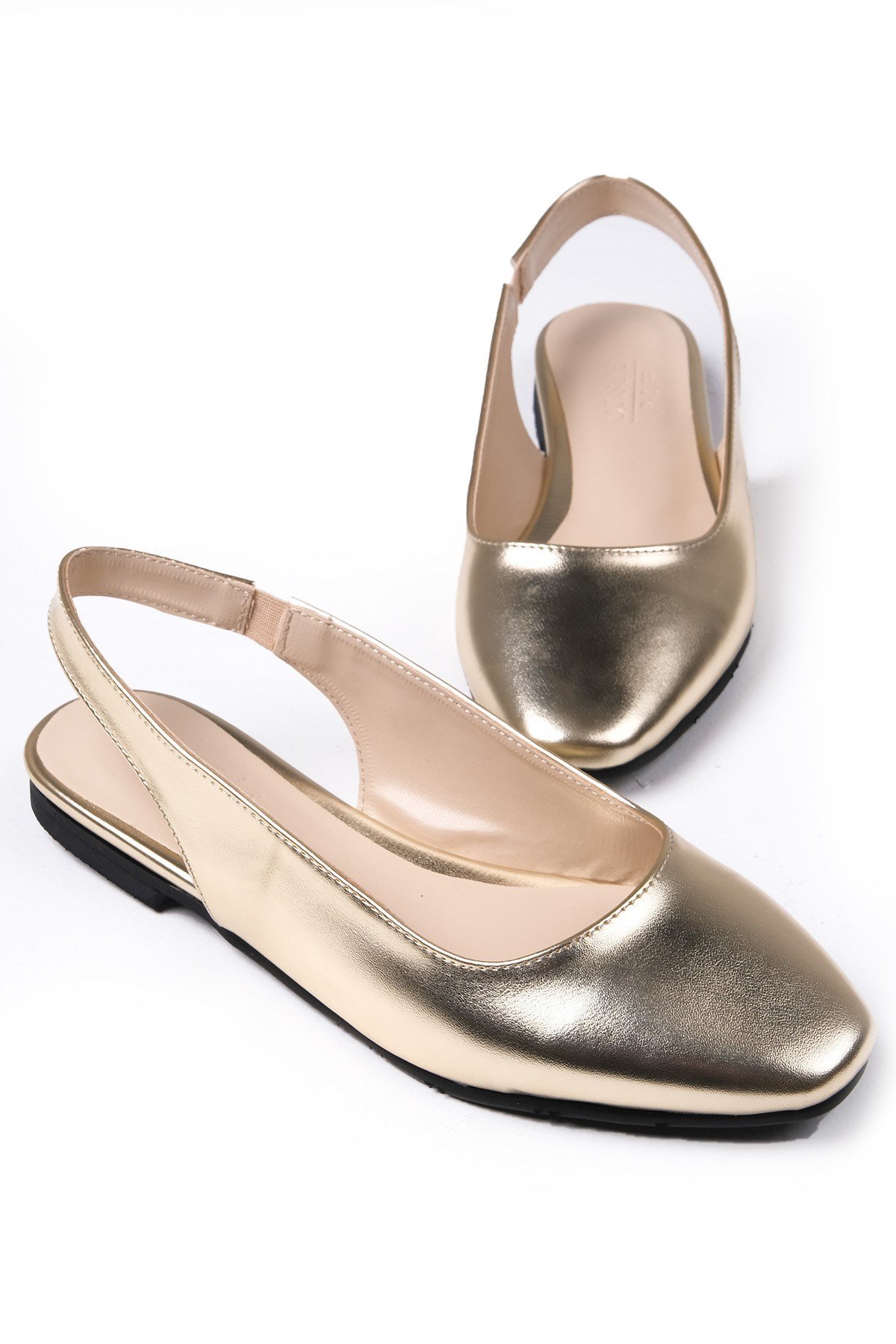 Ally Altın Renk Küt Burun Babet-Flats-Mio Gusto-02232GOC