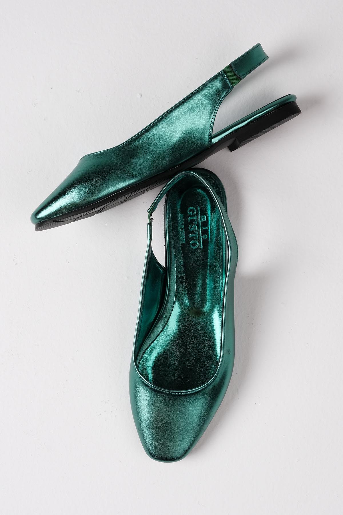 Ally Yeşil Renk Küt Burun Babet-BABET-Mio Gusto-02232GNC