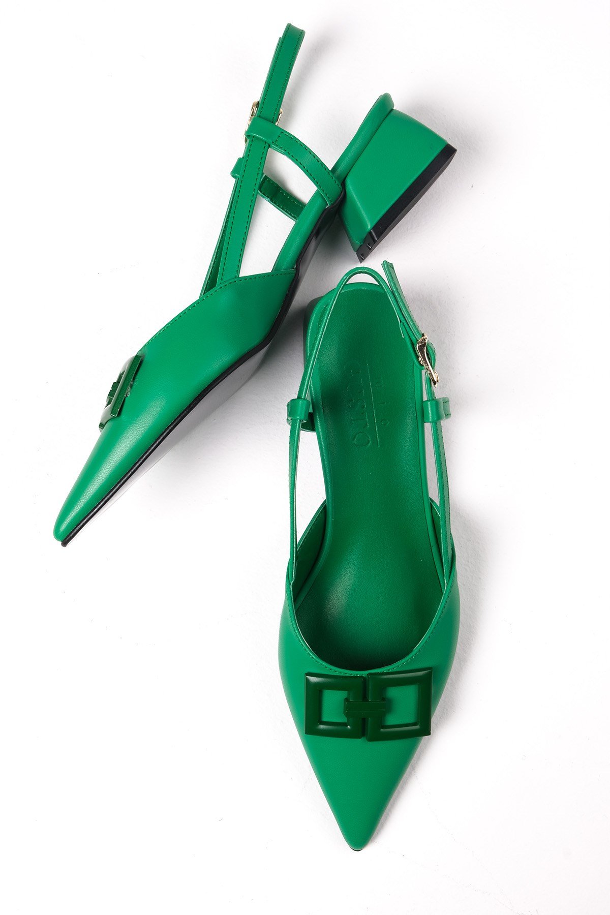 Alyssa Yeşil Renk Kısa Topuklu Ayakkabı-Kısa Topuklu-Mio Gusto-01445GNC