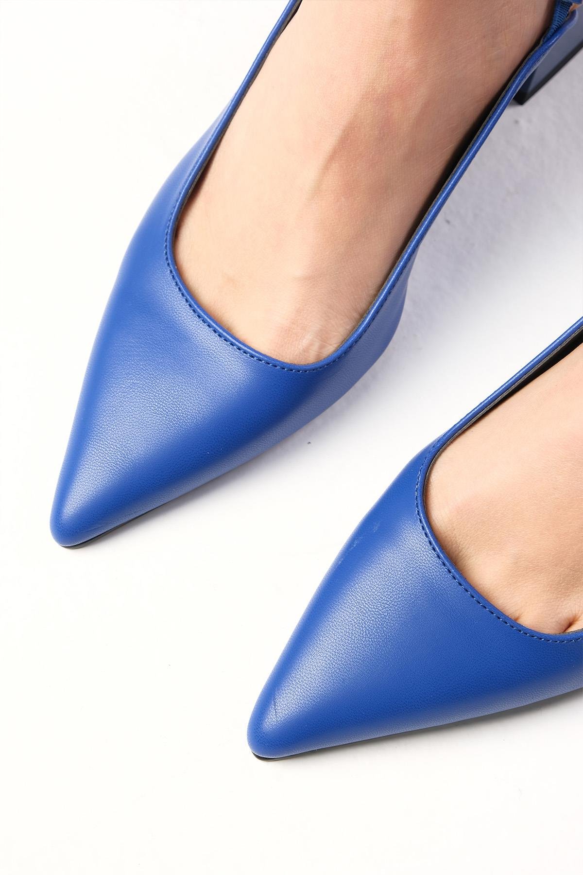 Anette Saks Mavi Renk Arkası Açık Topuklu Ayakkabı-Yüksek Topuklu-Mio Gusto-01536SKC