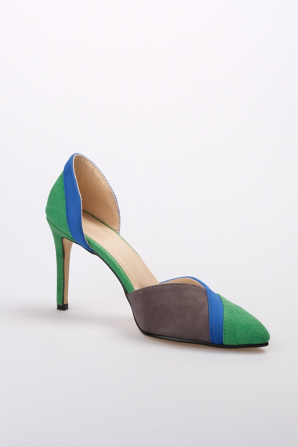 Anita Yeşil Bloklu Topuklu Ayakkabı-Yüksek Topuklu-Mio Gusto-02126GRN