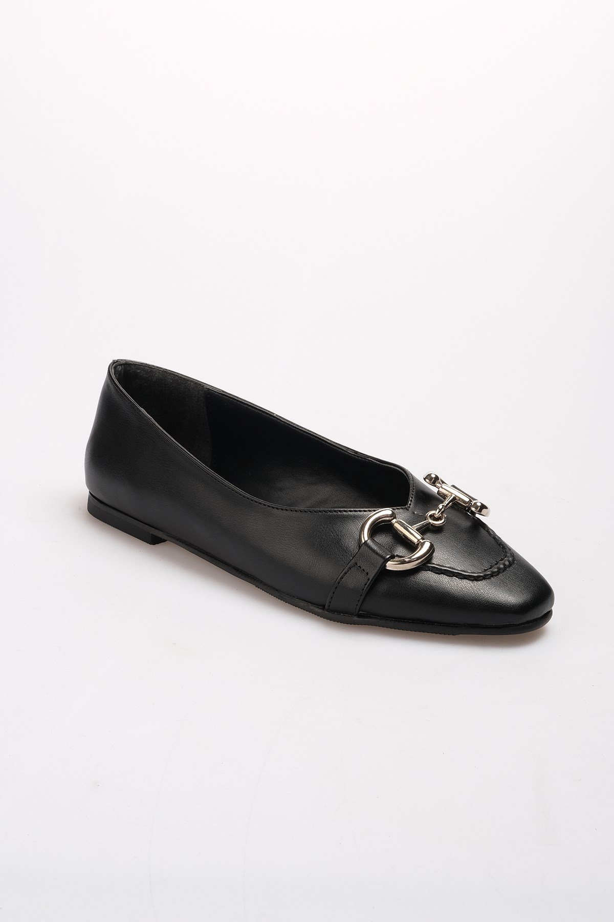 Aretha Siyah Renk Küt Burun Babet-Flats-Mio Gusto-02215BLC