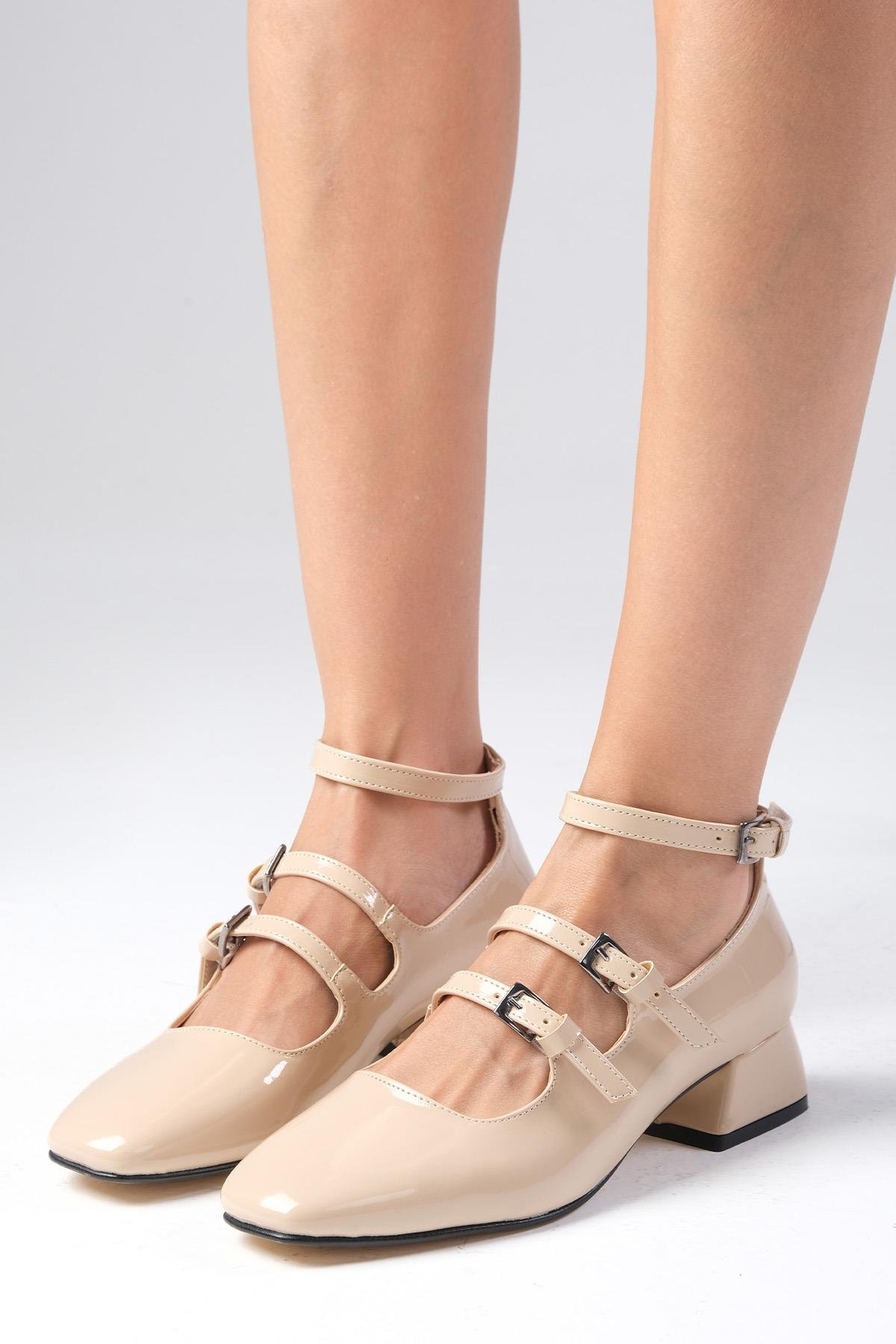 Baylee Ten Rengi Rugan Kısa Topuklu Ayakkabı-Kısa Topuklu-Mio Gusto-01482NUR