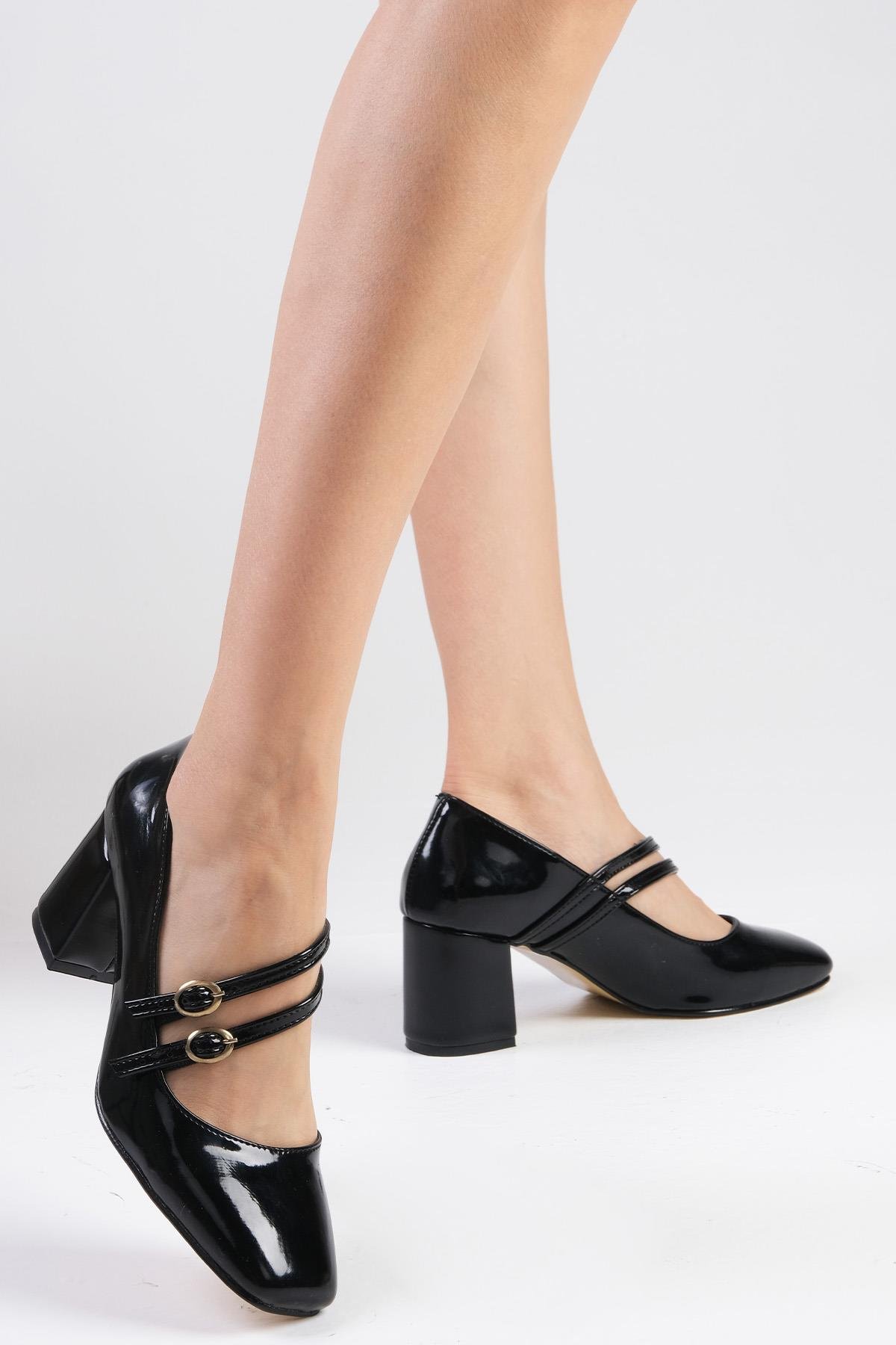 Beatrice Siyah Renk Rugan Topuklu Ayakkabı-Yüksek Topuklu-Mio Gusto-02319BLR