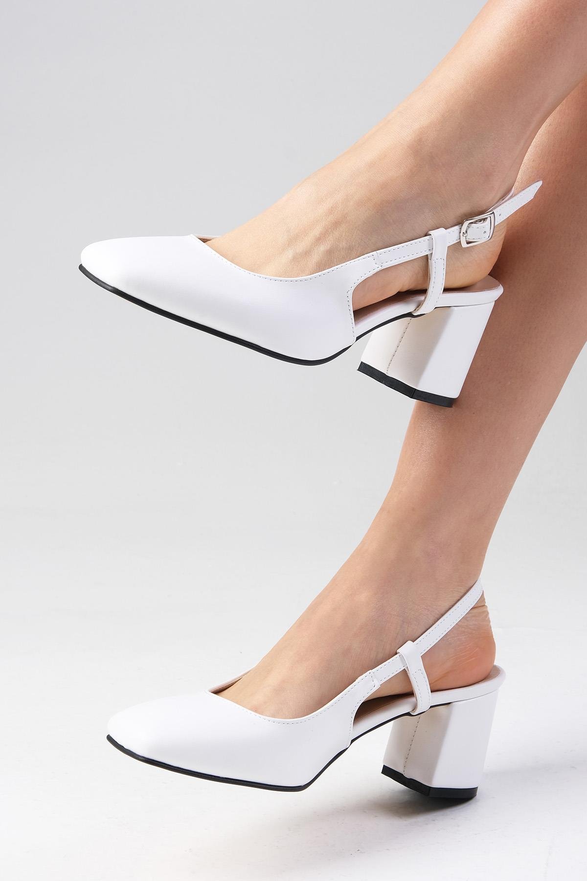 Belinda Beyaz Renk Topuklu Ayakkabı-Yüksek Topuklu-Mio Gusto-02266WHC