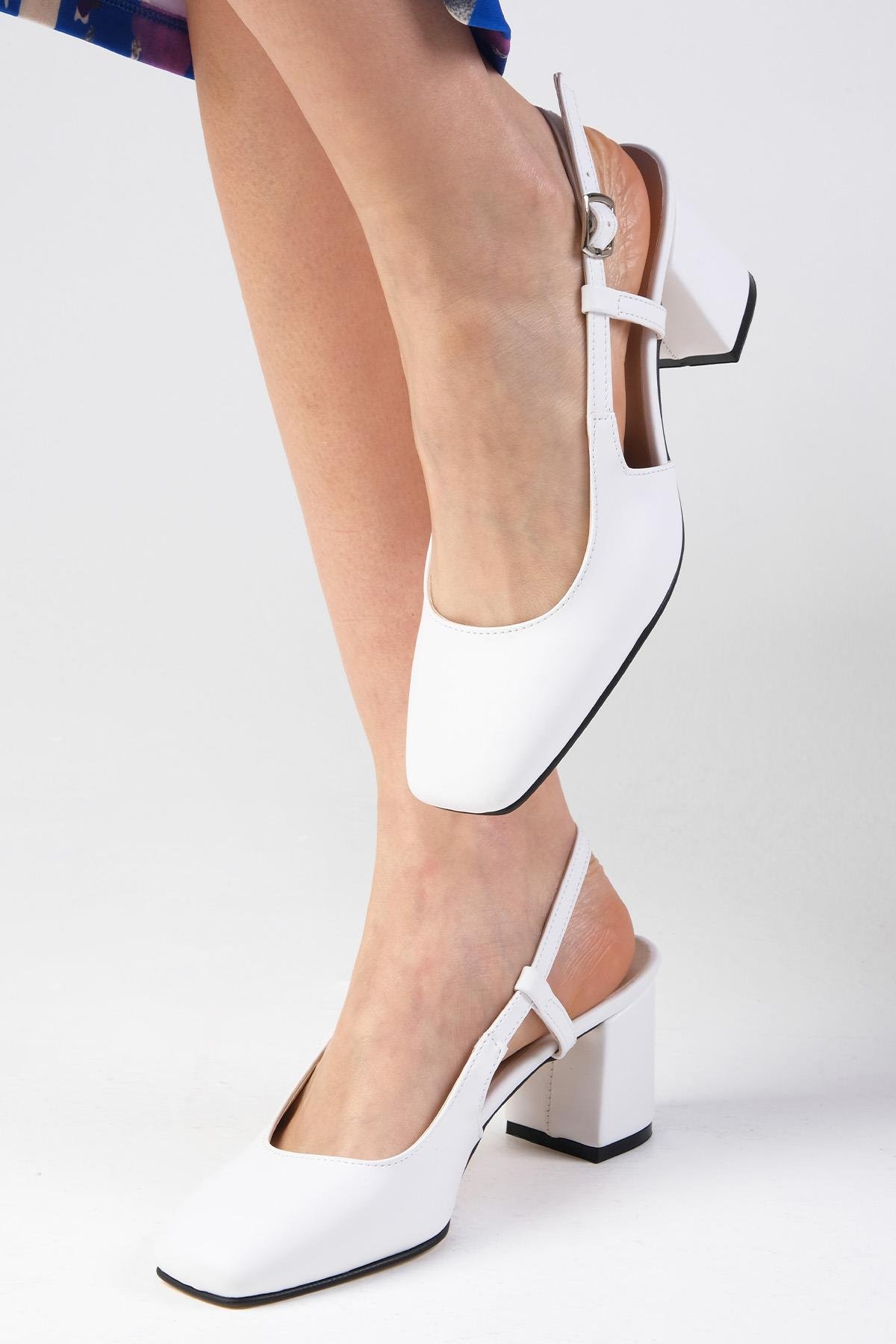 Belinda Beyaz Renk Topuklu Ayakkabı-Yüksek Topuklu-Mio Gusto-02266WHC
