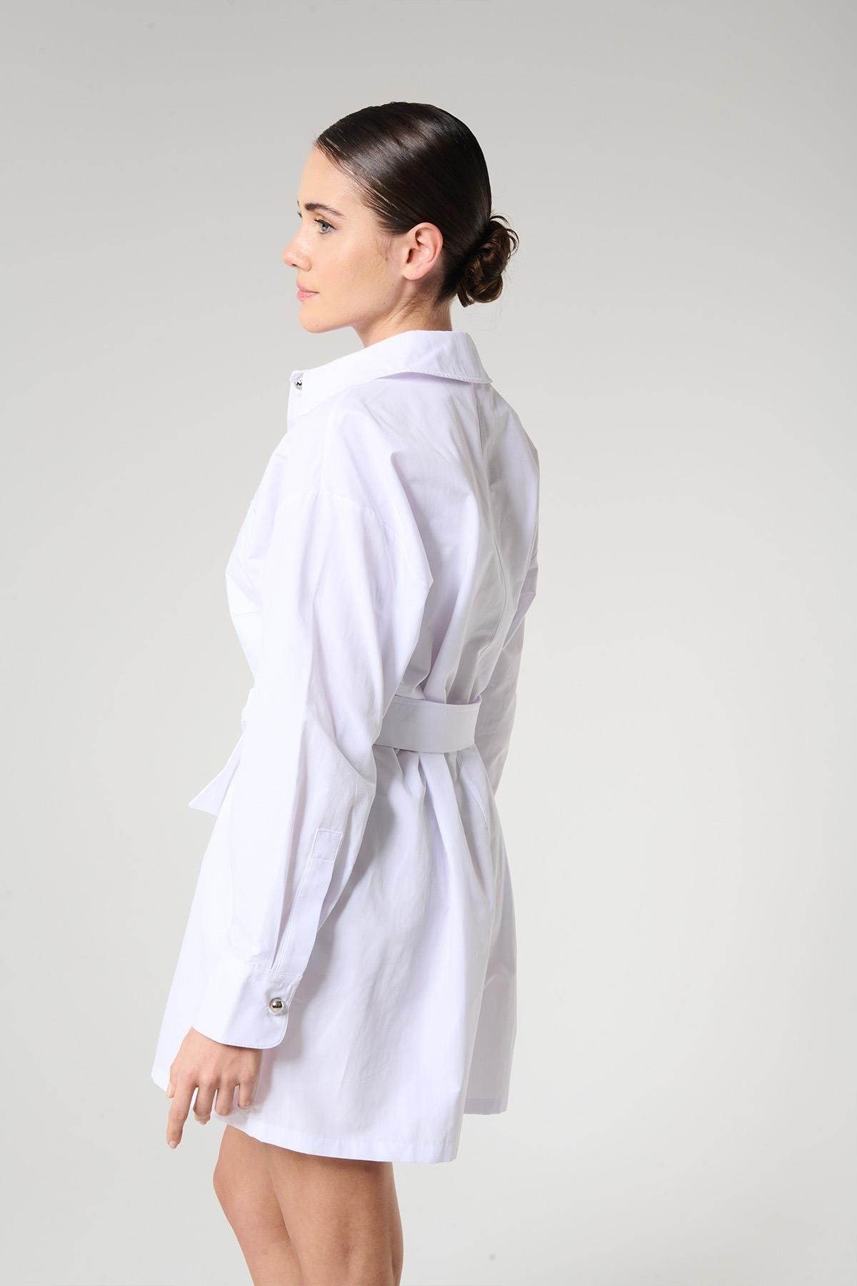 Beyaz Renk Geniş Paçalı Mini Tulum