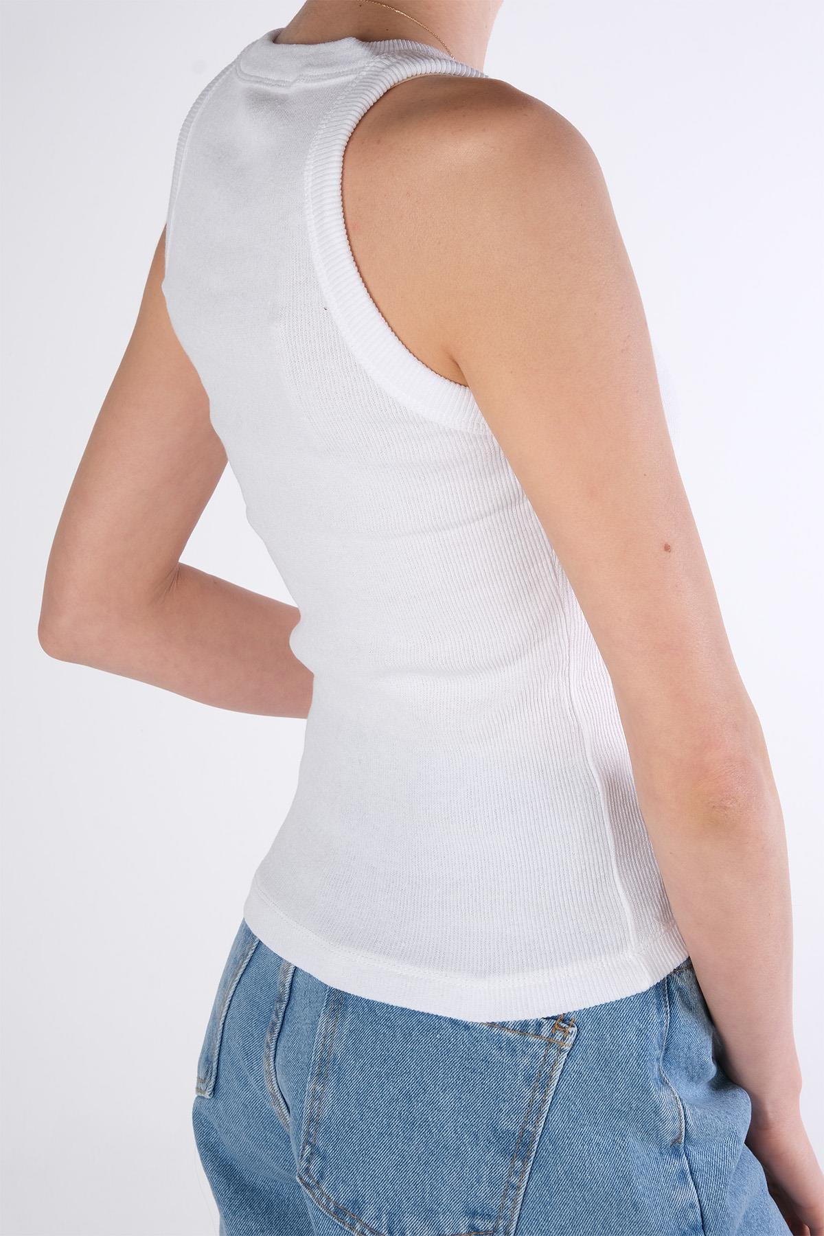 Beyaz Renk  Kadın Halter Yaka Atlet Modelleri