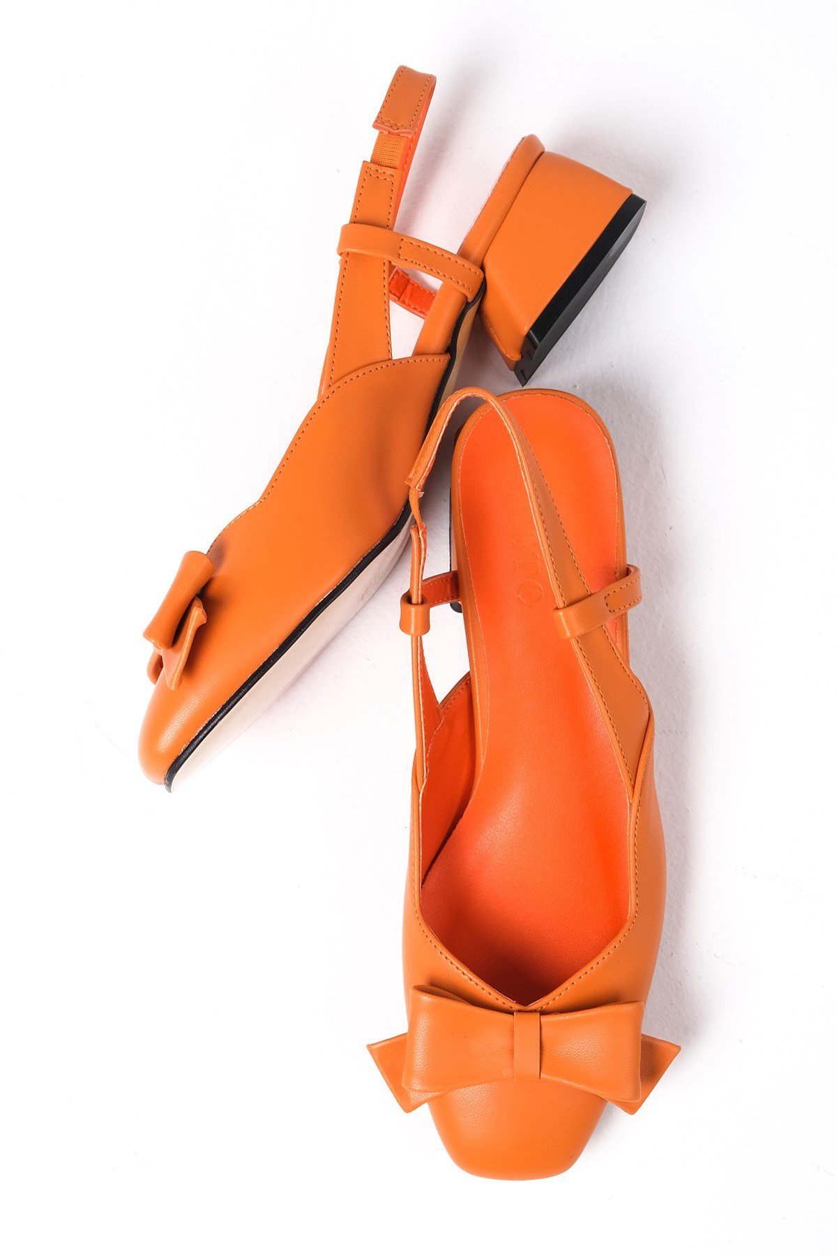 Billie Turuncu Renk Kısa Topuklu Ayakkabı-Kısa Topuklu-Mio Gusto-01457ORC