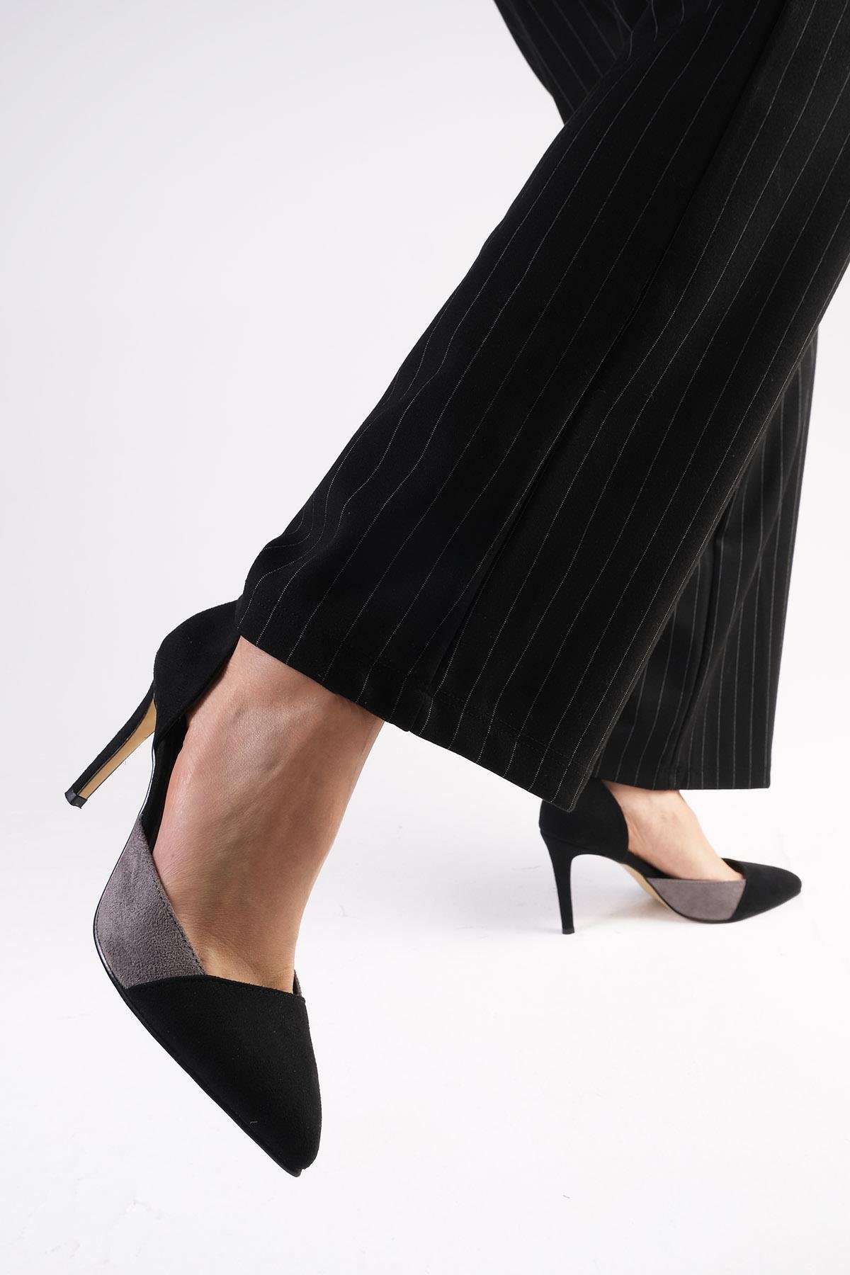 Brien Gri Süet Stiletto-Yüksek Topuklu-Mio Gusto-02024GRS