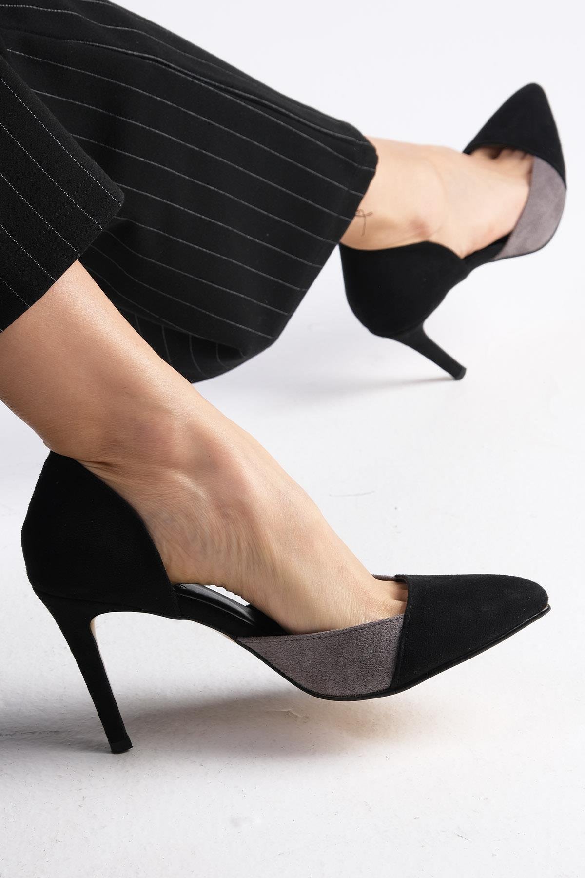 Brien Gri Süet Stiletto-Yüksek Topuklu-Mio Gusto-02024GRS