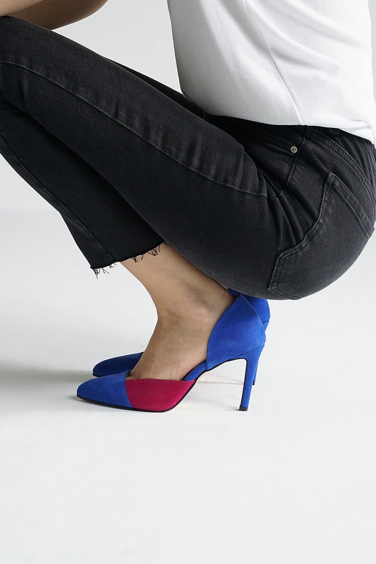 Brien Hakiki Süet Saks Stiletto-Stiletto-Mio Gusto-09198SKS