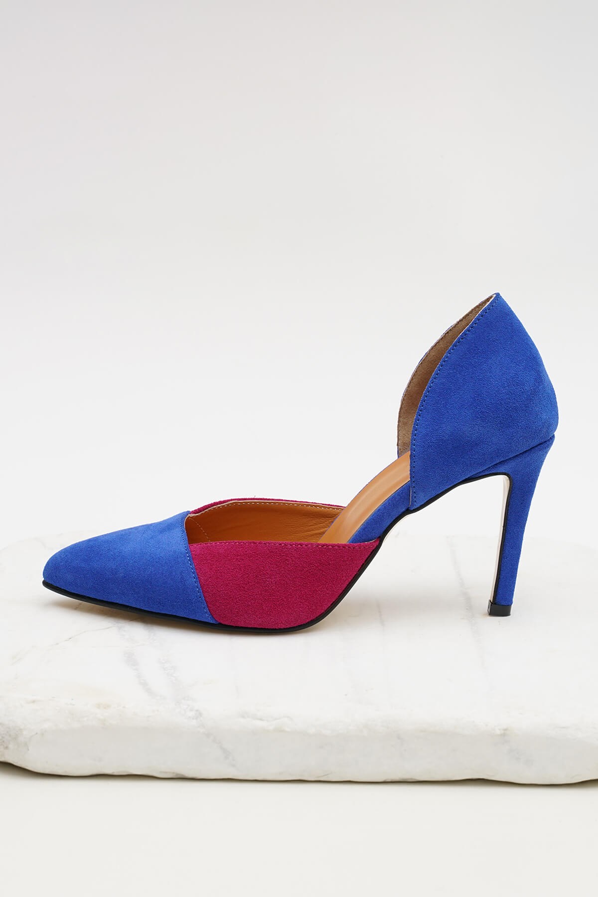 Brien Hakiki Süet Saks Stiletto-Stiletto-Mio Gusto-09198SKS