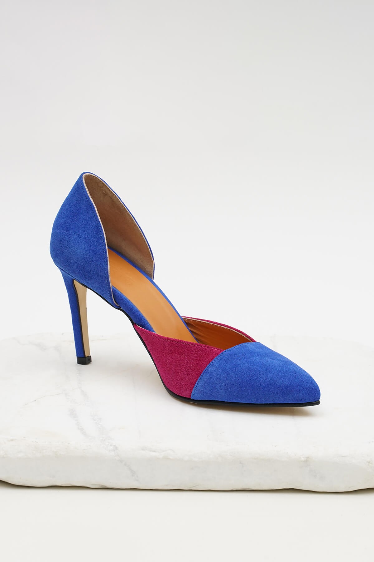 Brien Hakiki Süet Saks Stiletto-Stiletto-Mio Gusto-09198SKS