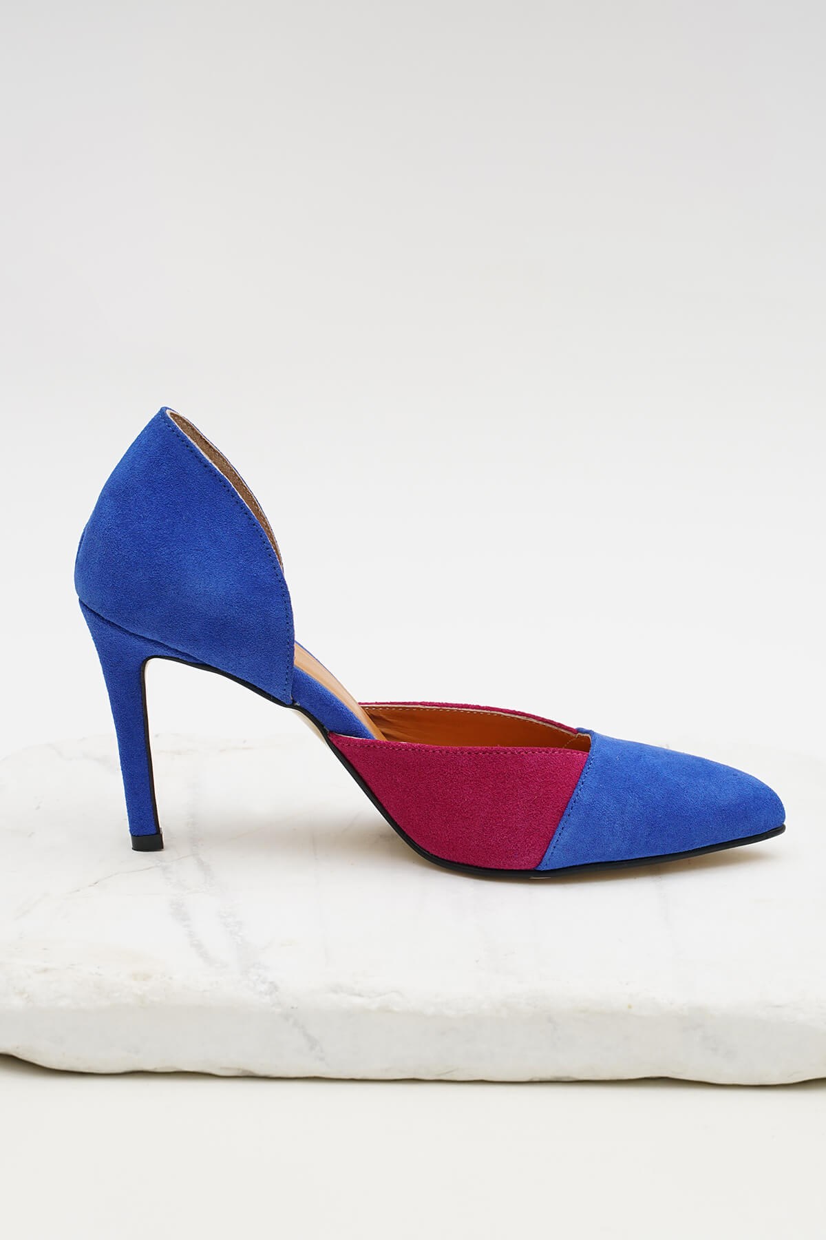 Brien Hakiki Süet Saks Stiletto-Stiletto-Mio Gusto-09198SKS