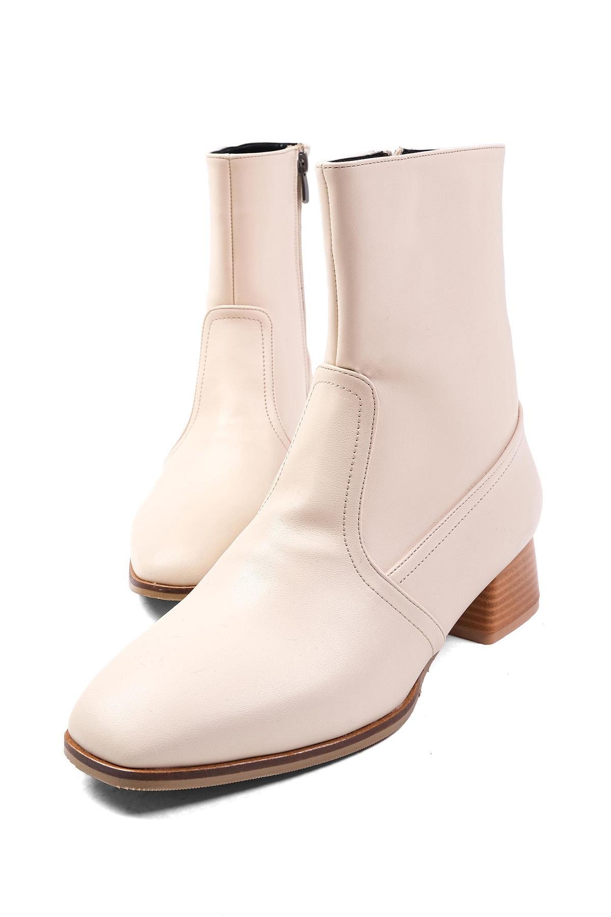 Callie Bej Renk Küt Burunlu Bot-Kalın Topuk-Mio Gusto-01491BEC