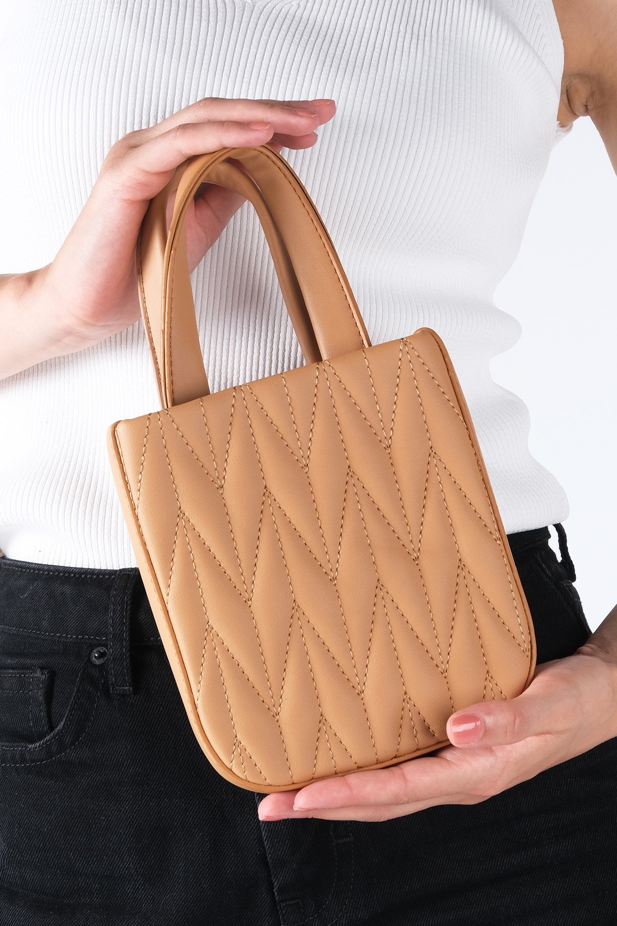 Camel Renk Mini Boy El ve Omuz Çantası-ÇANTA-Mio Gusto-C0016CMC