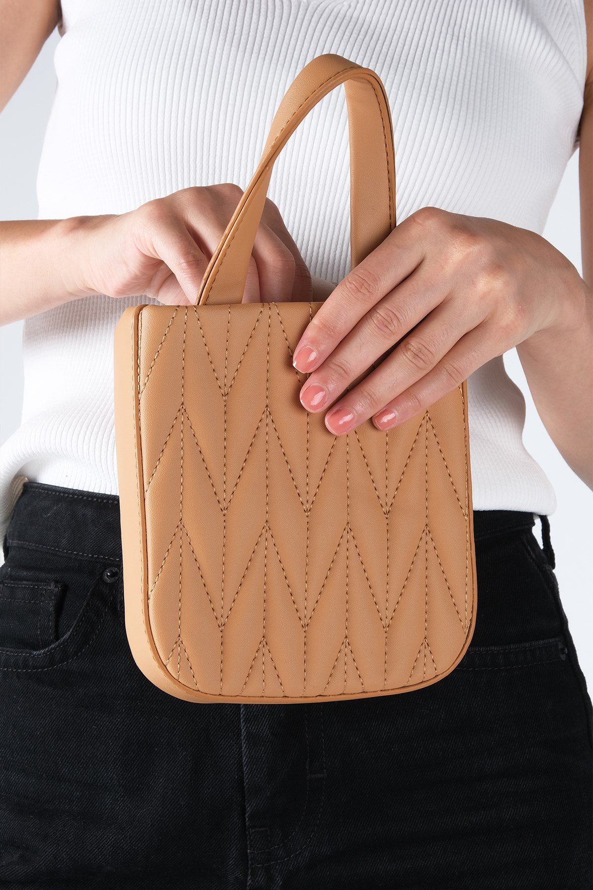 Camel Renk Mini Boy El ve Omuz Çantası-ÇANTA-Mio Gusto-C0016CMC