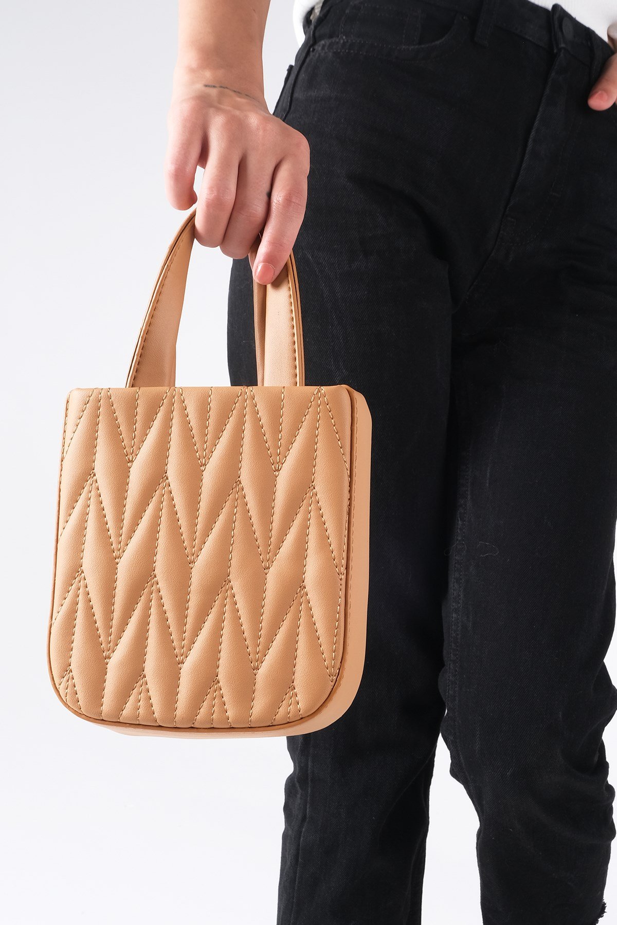 Camel Renk Mini Boy El ve Omuz Çantası-ÇANTA-Mio Gusto-C0016CMC