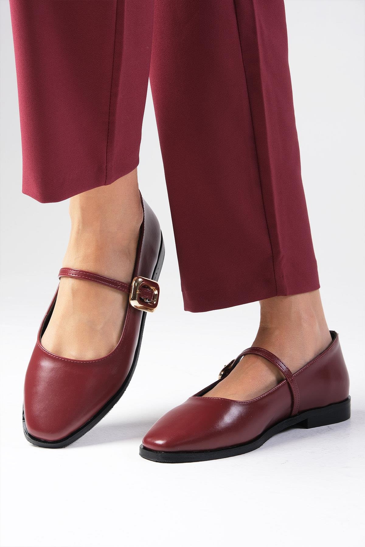 Camille Bordo Renk Babet Ayakkabı-Flats-Mio Gusto-02337WRC