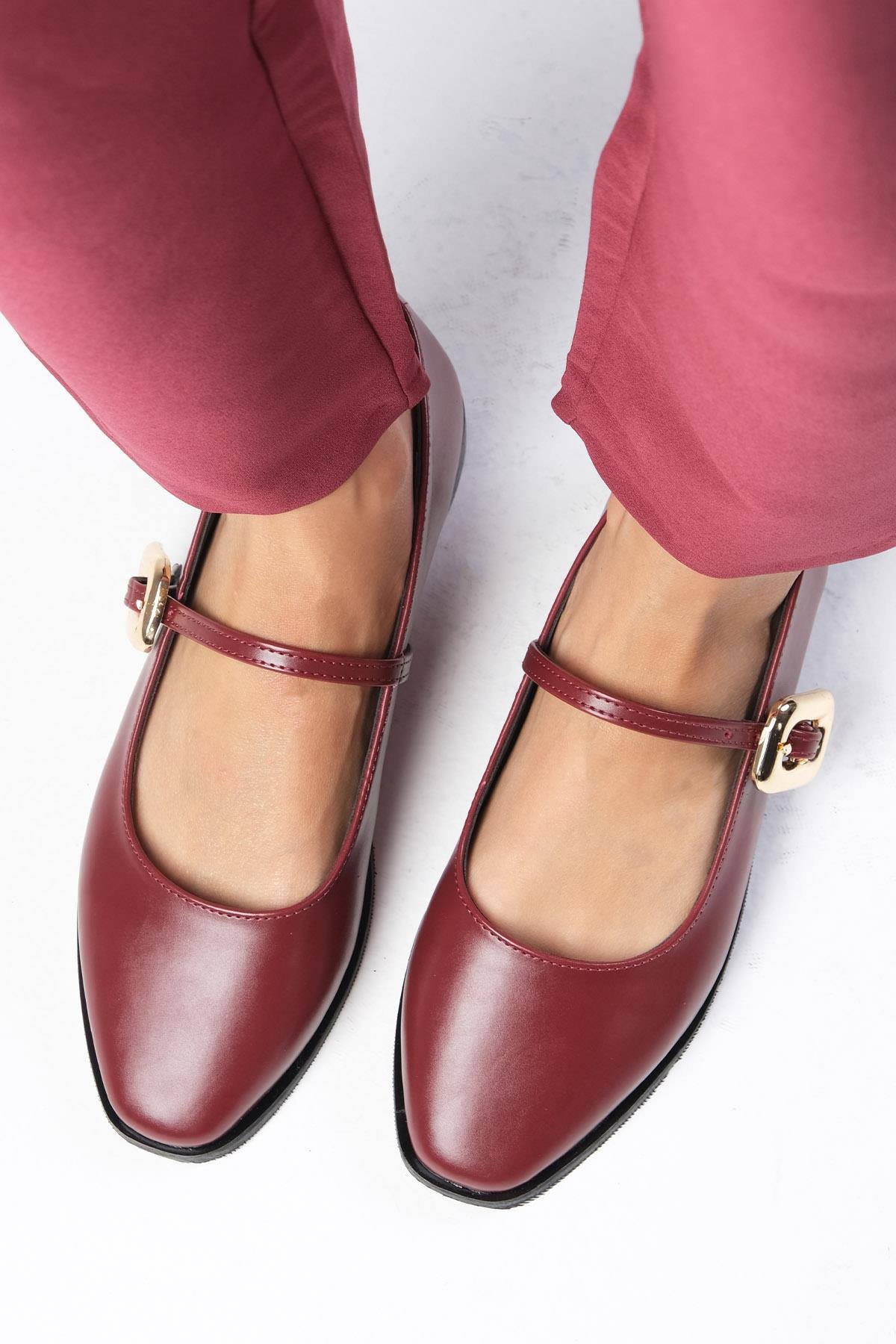 Camille Bordo Renk Babet Ayakkabı-Flats-Mio Gusto-02337WRC