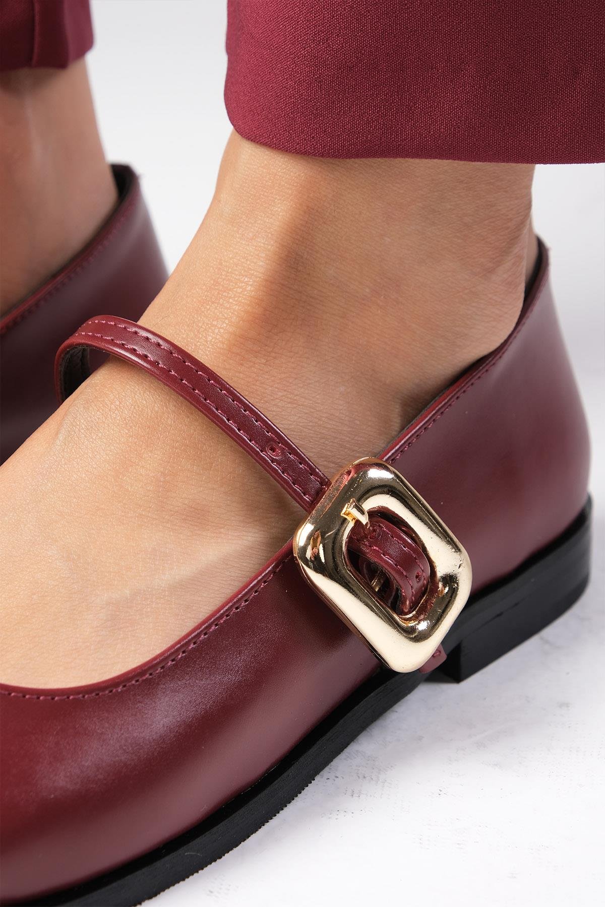 Camille Bordo Renk Babet Ayakkabı-Flats-Mio Gusto-02337WRC