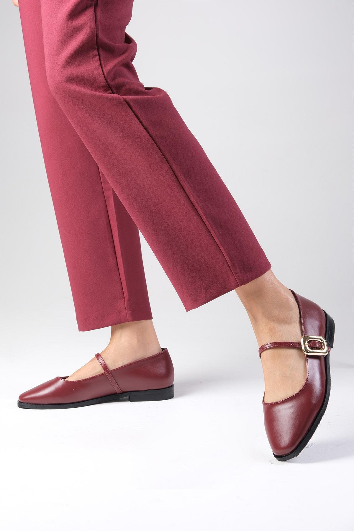 Camille Bordo Renk Babet Ayakkabı-Flats-Mio Gusto-02337WRC