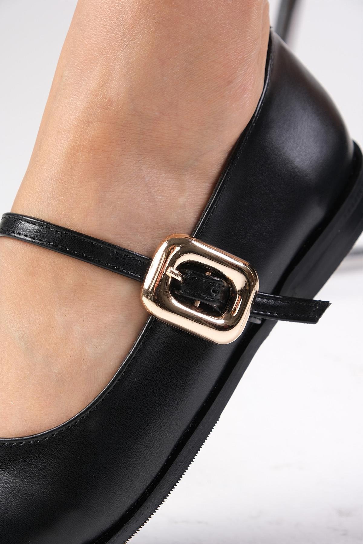 Camille Siyah Renk Babet Ayakkabı-Flats-Mio Gusto-02337BLC