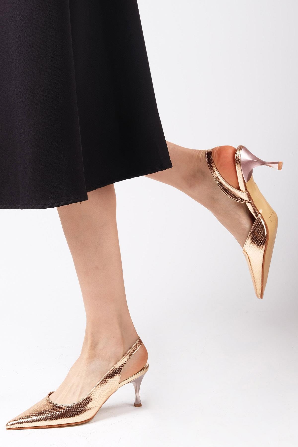 Clarice Bakır Renk Topuklu Ayakabbı-High Heels-Mio Gusto-01435BKK