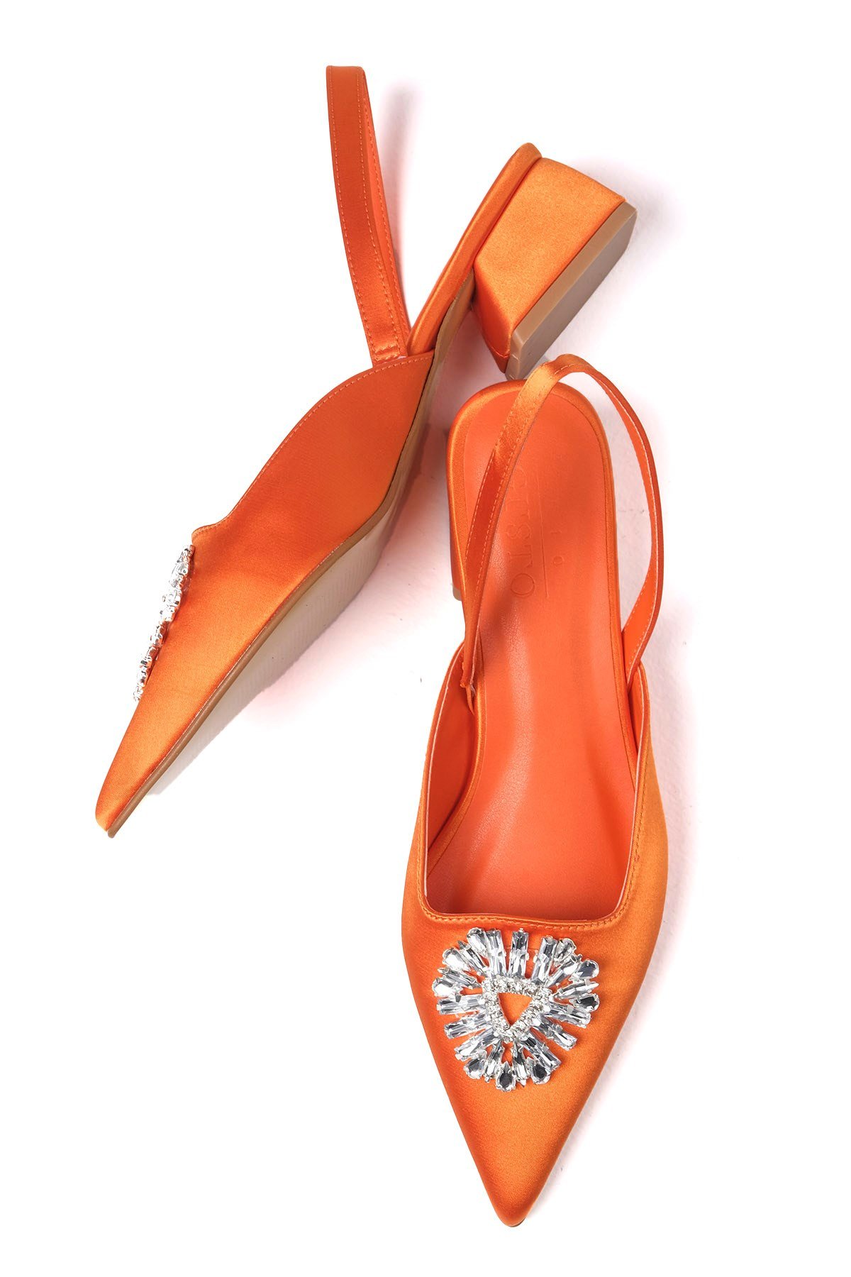 Claudia Turuncu Renk Kısa Topuklu Ayakkabı-Kısa Topuklu-Mio Gusto-01448ORK