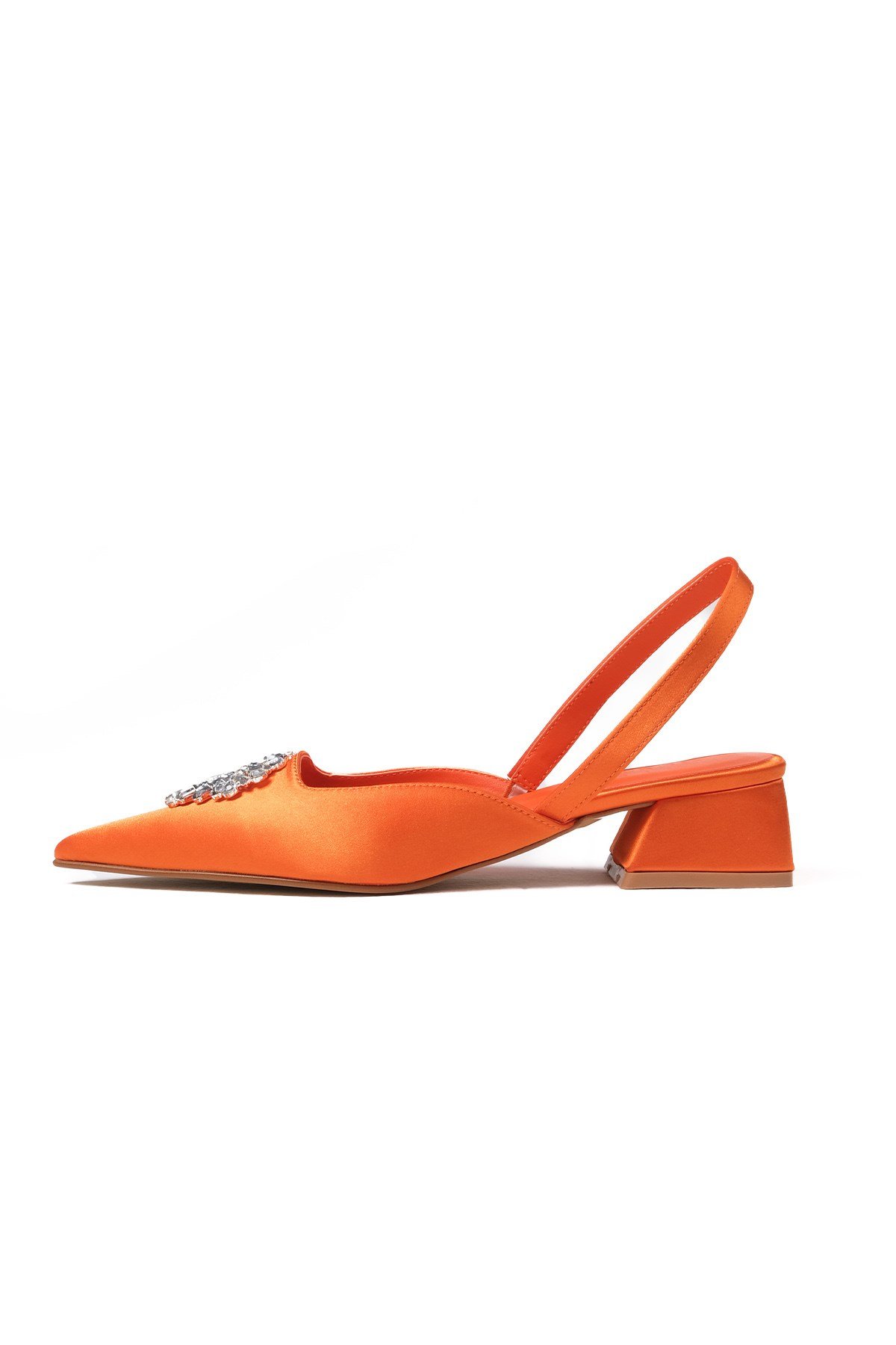 Claudia Turuncu Renk Kısa Topuklu Ayakkabı-Kısa Topuklu-Mio Gusto-01448ORK