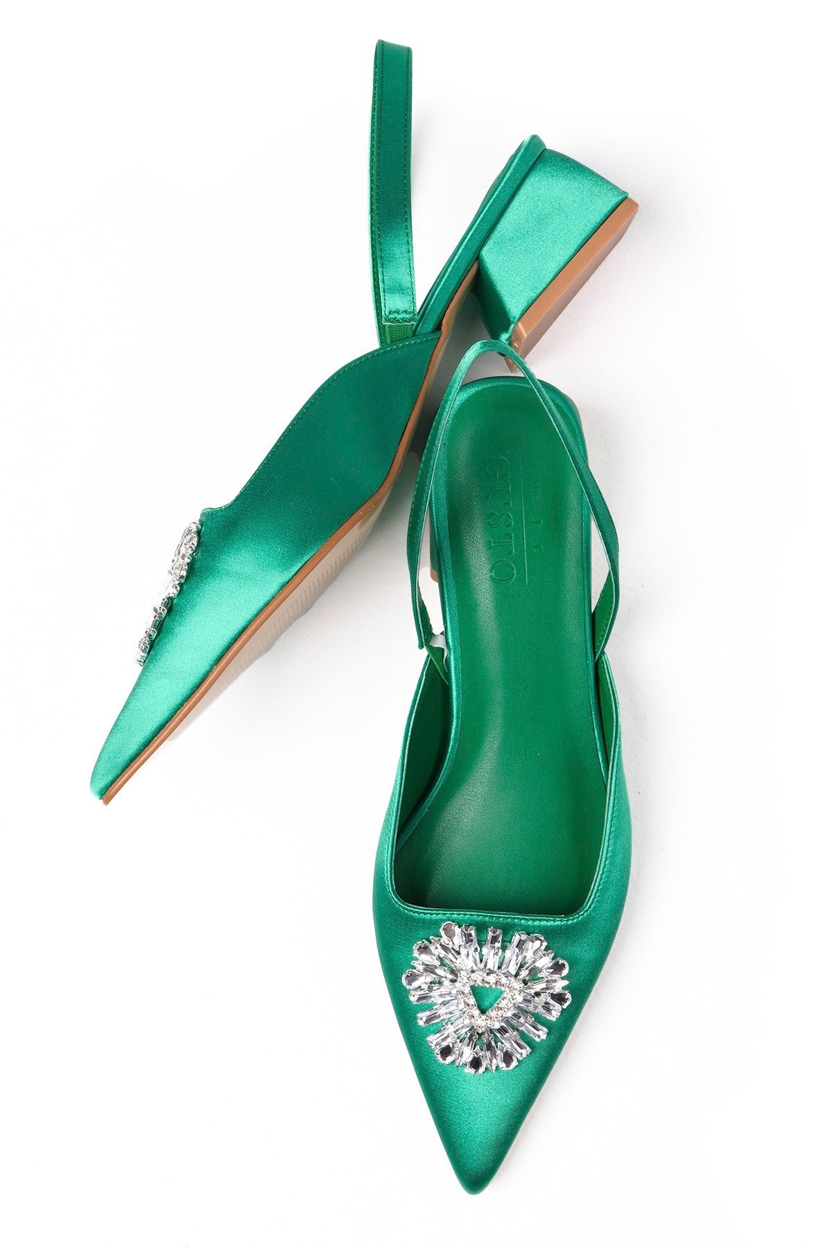 Claudia Yeşil Renk Kısa Topuklu Ayakkabı-Kısa Topuklu-Mio Gusto-01448GNK