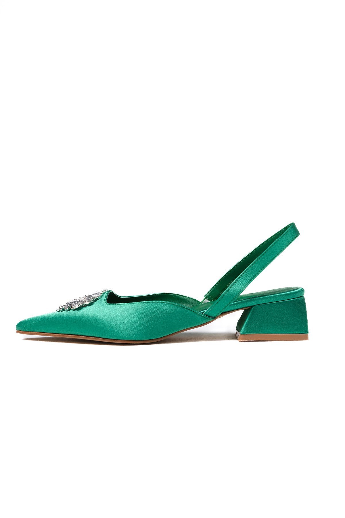Claudia Yeşil Renk Kısa Topuklu Ayakkabı-Kısa Topuklu-Mio Gusto-01448GNK