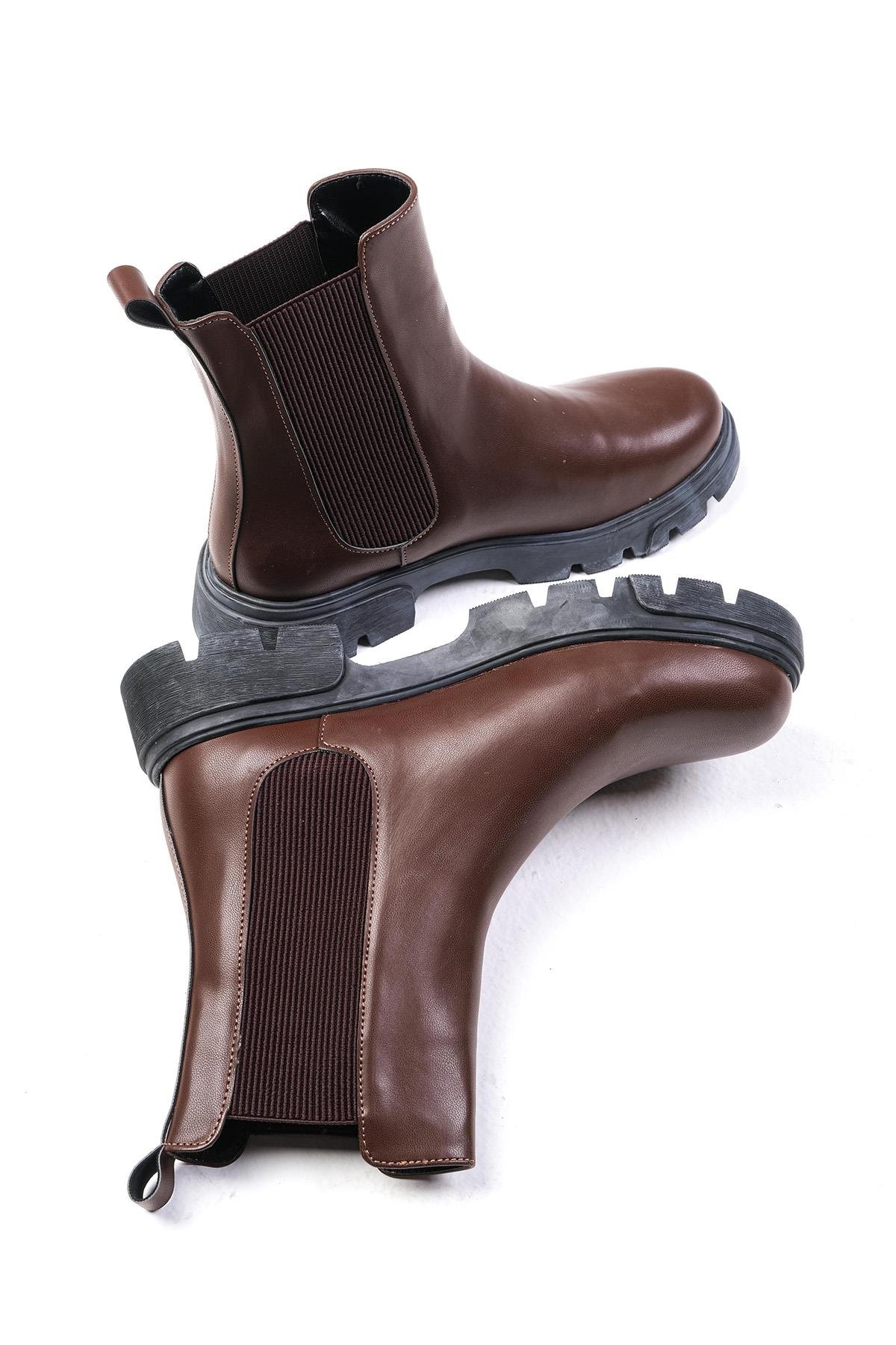 Debora Kahverengi Kalın Tabanlı Lastikli Bot-Kalın Topuk-Mio Gusto-01498BRC