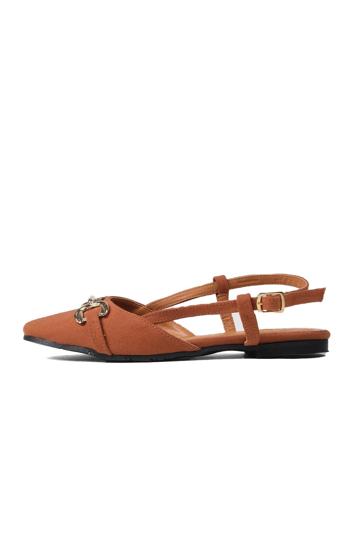Delphine Taba Renk Keten Babet-Flats-Mio Gusto-02263TAK