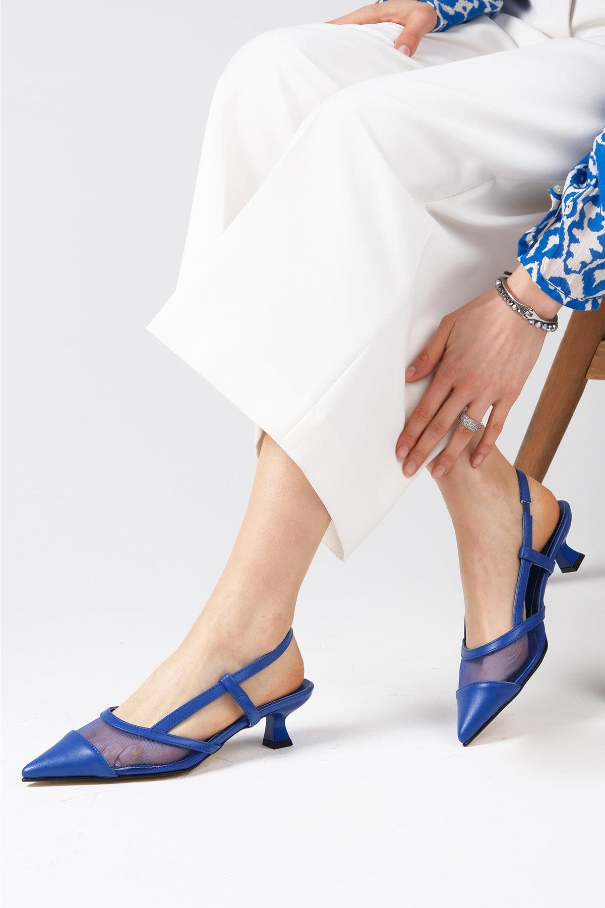 Diane Saks Mavi Renk Kısa Topuklu Ayakkabı-Kısa Topuklu-Mio Gusto-02234SKC
